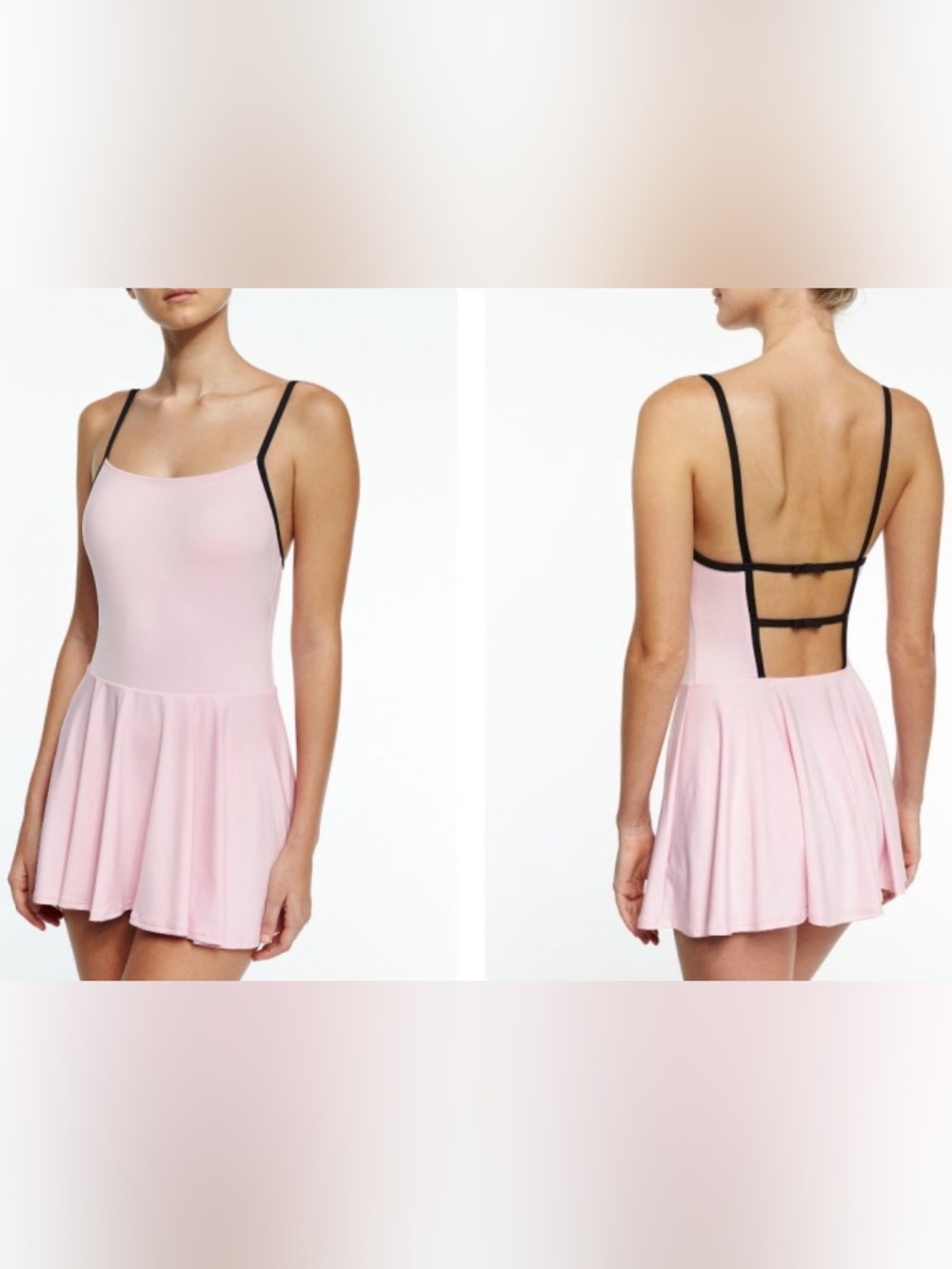 Kate Spade New York L Pink Swim Dress One Piece Swimsuit Skirt Black Trim
